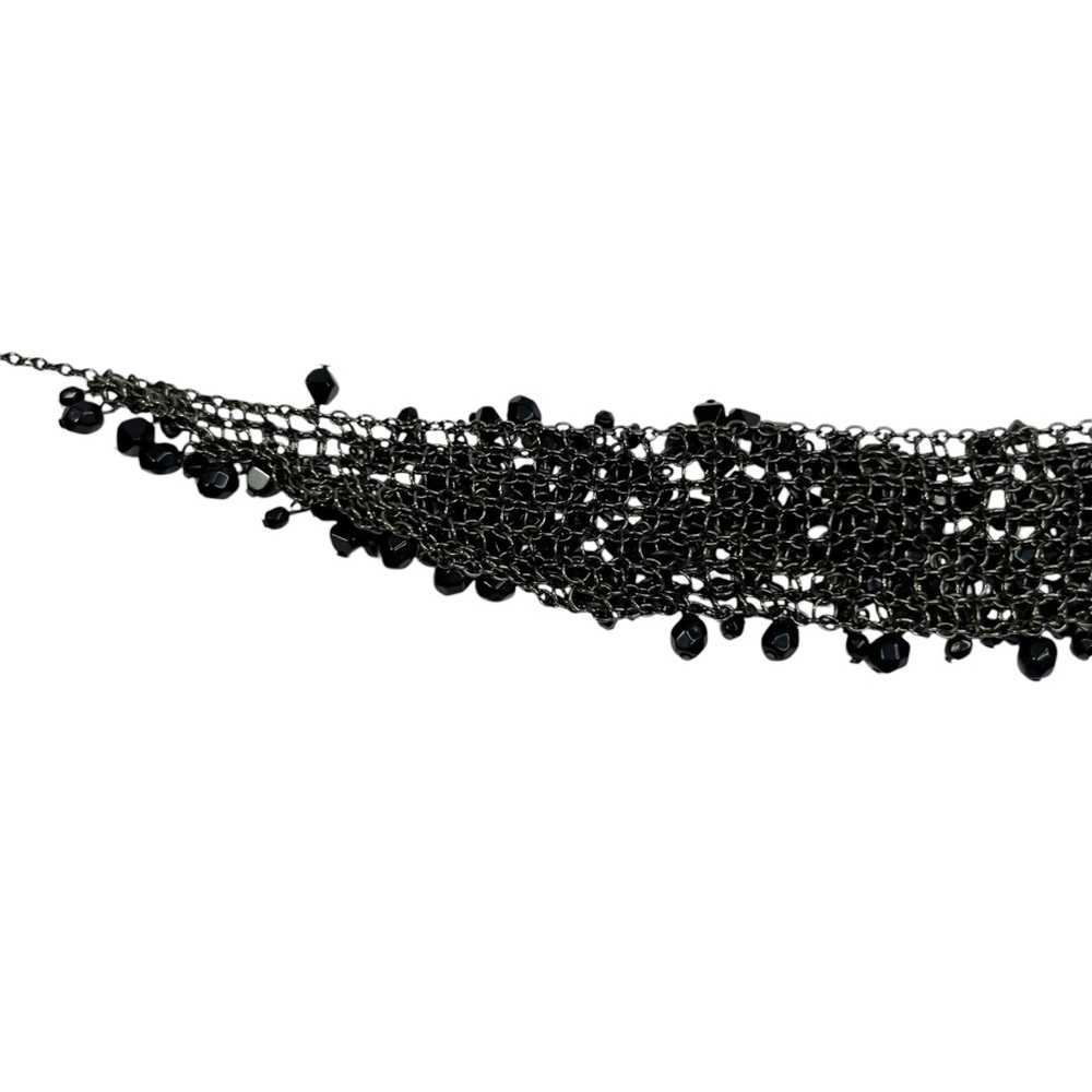 Black Faceted Acrylic Cluster Gunmetal Statement Bib Necklace - Picture 6 of 8